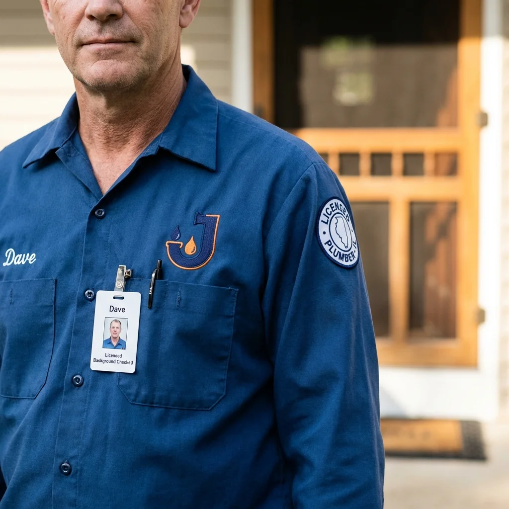 Licensed plumber showing ID badge in Indian Trail, NC
