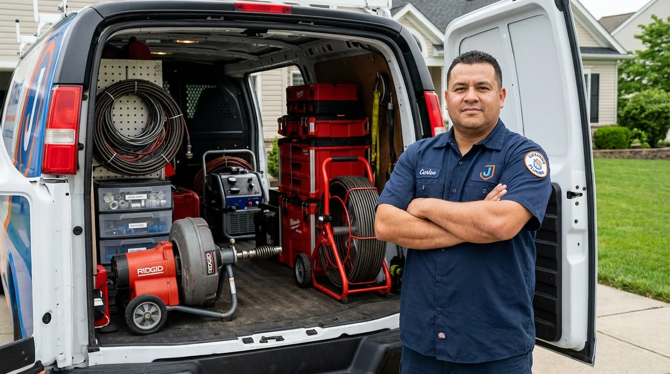 Professional drain cleaning equipment and Johns Plumbing LLC plumber in Indian Trail