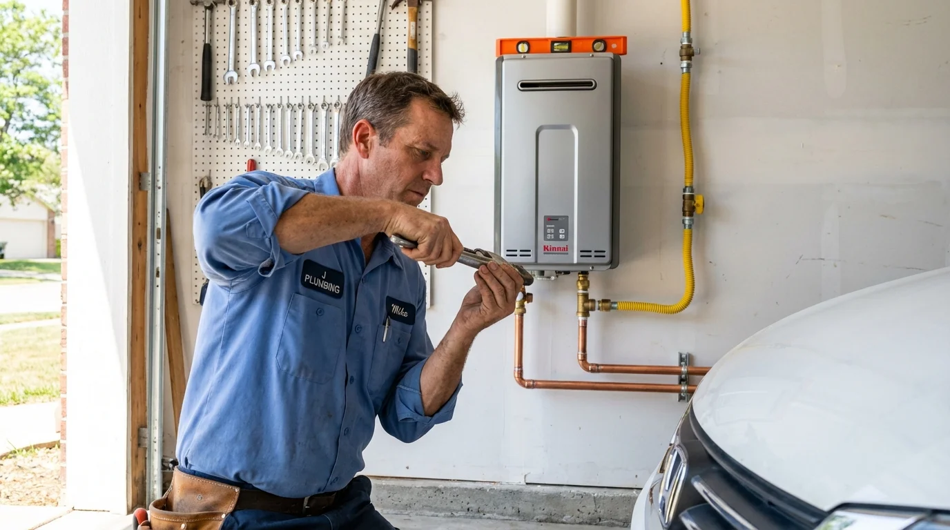 Tankless water heater installation by a Johns Plumbing LLC plumber in Indian Trail